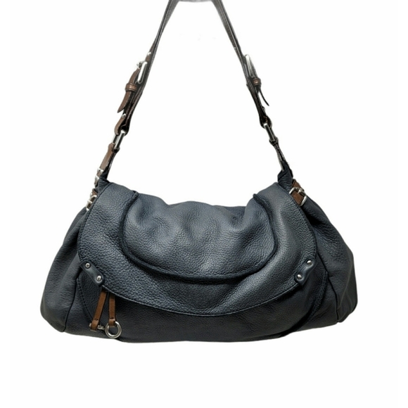 Kenneth Cole New York Handbags - Kenneth Cole NY Blue Grey Leather Shoulder Bag